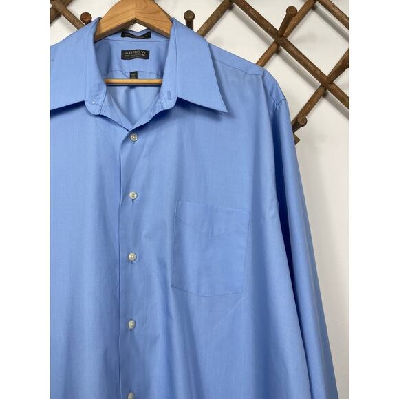 Arrow Men's Poplin Shirt in Blue Size XXL - Picture 3 of 8